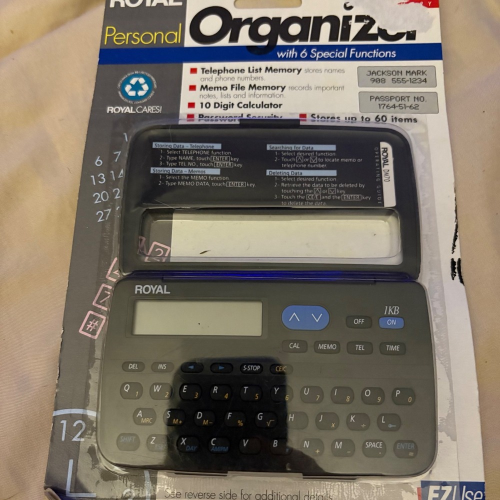 Royal DM70 Personal Organizer 1KB Memory‎ Vintage Digital Diary Black New NIP
